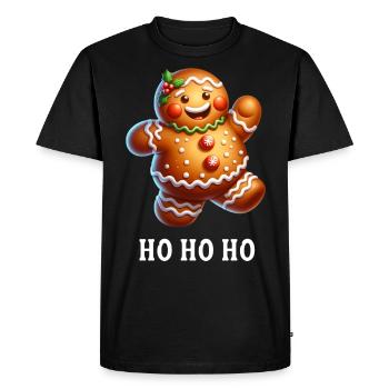 Pain d’épices de Noël HO HO HO - T-shirt Premium bio Homme - noir - Devant - Nico (187cm)