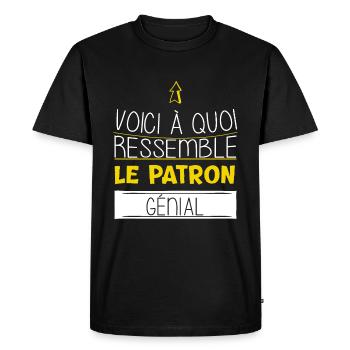 Patron - Cadeau - Drôle - Métier - Génial - Boss - T-shirt Premium bio Homme - noir - Devant - Nico (187cm)