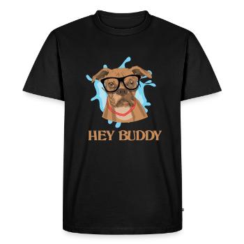 Nerd dog smart boxer with glasses - Men's Premium Organic T-Shirt - black - Front - Nico (187cm)