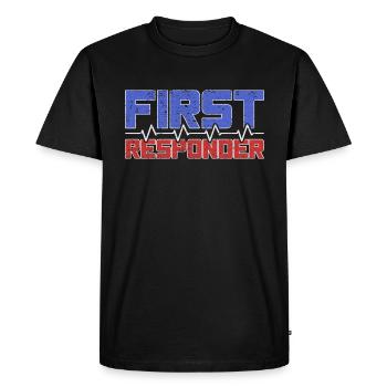 First Responder | Helpers on site Heartbeat - Men's Premium Organic T-Shirt - black - Front - Nico (187cm)