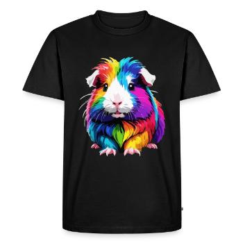 Cochon d’Inde Animal De Compagnie Arc-en-ciel Coloré Mignon - T-shirt Premium bio Homme - noir - Devant - Nico (187cm)