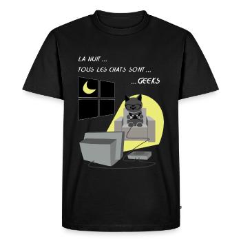 chats geeks - T-shirt Premium bio Homme - noir - Devant - Nico (187cm)