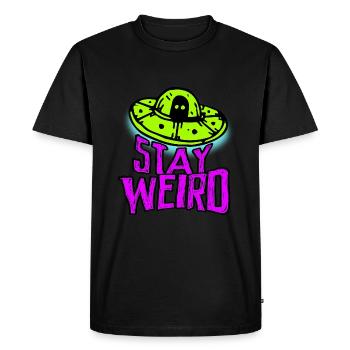 Restez étrange, petit fou monstre alien d'Ufo - T-shirt Premium bio Homme - noir - Devant - Nico (187cm)