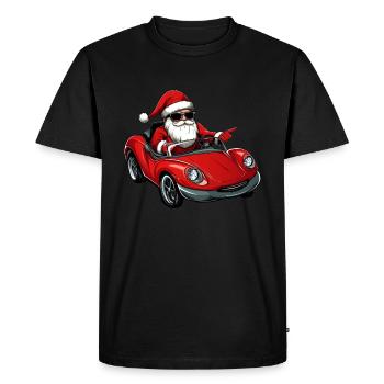 Christmas Driver / Cabriolet Santa Claus - Men's Premium Organic T-Shirt - black - Front - Nico (187cm)