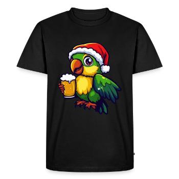 Perroquet Bière de Noël Drôle - T-shirt Premium bio Homme - noir - Devant - Nico (187cm)