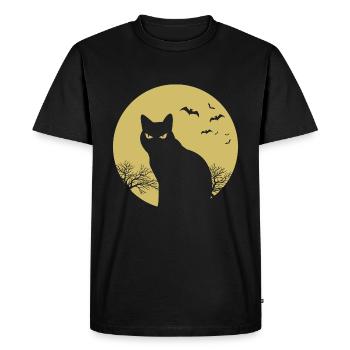 halloween chat lune - T-shirt Premium bio Homme - noir - Devant - Nico (187cm)