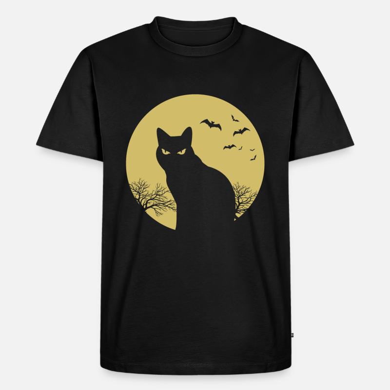 halloween Katze Mond - Männer Premium Bio T-Shirt - Schwarz