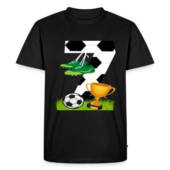 Football 7 Anniversaire Joueur de football Football - T-shirt Premium bio Homme - noir - Devant - Nico (187cm)