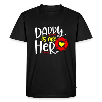 Papa est mon fils de pompier héros fille - T-shirt Premium bio Homme - noir - Devant - Nico (187cm)