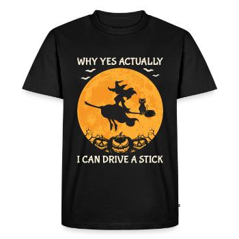 Halloween Cat Witch - Men's Premium Organic T-Shirt - black - Front - Nico (187cm)