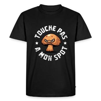 Champignons - Touche pas à mon spot - T-shirt Premium bio Homme - noir - Devant - Nico (187cm)