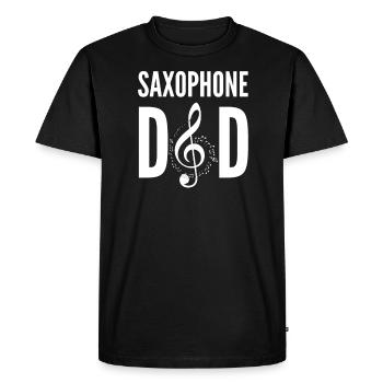 Saxophone Father Music Violin Clef Musician Father - Men's Premium Organic T-Shirt - black - Front - Nico (187cm)