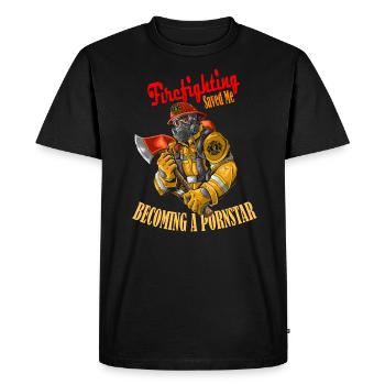 La lutte contre les incendies m’a sauvé - T-shirt Premium bio Homme - noir - Devant - Nico (187cm)