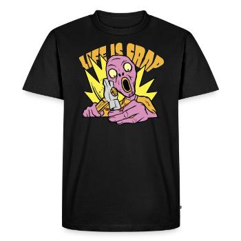 La vie est merdique marteau fix douleur doigt sang sang - T-shirt Premium bio Homme - noir - Devant - Nico (187cm)
