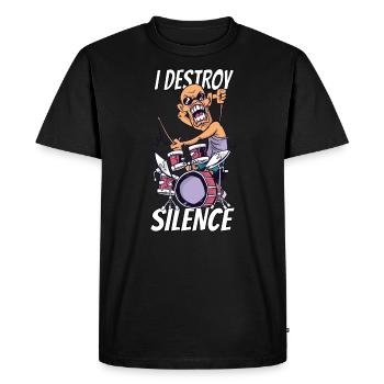 Je détruis Silent Gift Man Drums - T-shirt Premium bio Homme - noir - Devant - Nico (187cm)