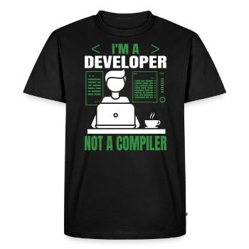 Je suis un développeur, pas un programmeur Compiller - T-shirt Premium bio Homme - noir - Devant - Nico (187cm)