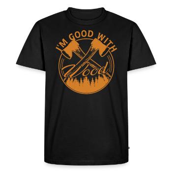 Je suis bon avec Wood Man Lumberjack Axe Power - T-shirt Premium bio Homme - noir - Devant - Nico (187cm)