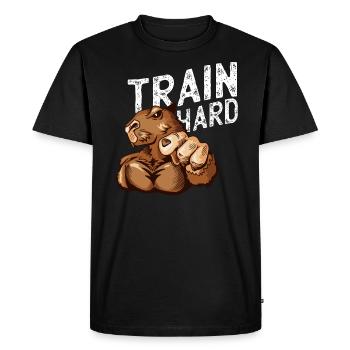 Train Hart Otter Workout Bodybuilder Trainer - Men's Premium Organic T-Shirt - black - Front - Nico (187cm)