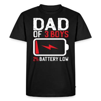 Papa de 3 gars humour cadeau famille pas cher - T-shirt Premium bio Homme - noir - Devant - Nico (187cm)