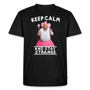 Restez calme et drôle - T-shirt Premium bio Homme - noir - Devant - Nico (187cm)