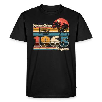 60e anniversaire 60 ans Né 1965 Homme Femme - T-shirt Premium bio Homme - noir - Devant - Nico (187cm)
