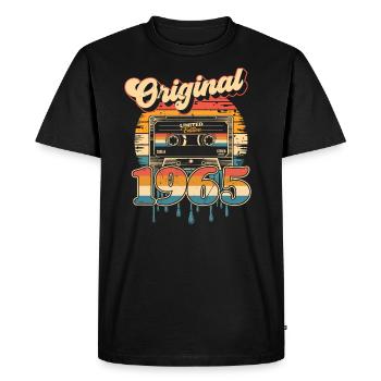 60e anniversaire 60 ans Né 1965 Homme Femme - T-shirt Premium bio Homme - noir - Devant - Nico (187cm)