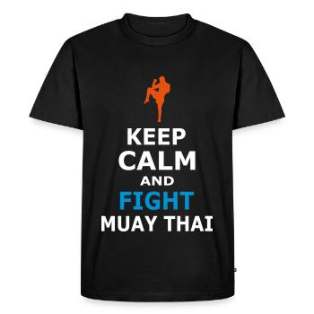 Gardez le calme et LUTTER MUAYTHAI - T-shirt Premium bio Homme - noir - Devant - Nico (187cm)