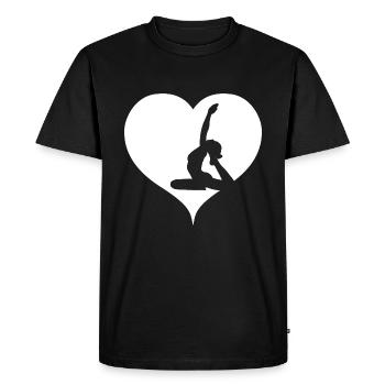 Yoga coeur - Sport femme exercice - T-shirt Premium bio Homme - noir - Devant - Nico (187cm)