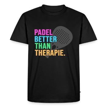 Padel Padeltennis Padelmode PADELTENNIS-therapie - Männer Premium Bio T-Shirt - Schwarz - Vorne - Nico (187cm)