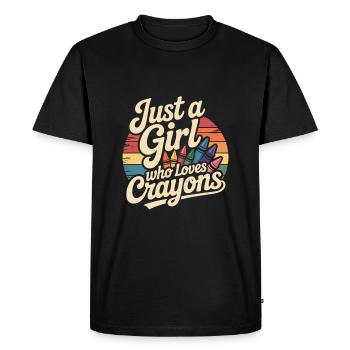 Just A girl who loves Crayons - Men's Premium Organic T-Shirt - black - Front - Nico (187cm)