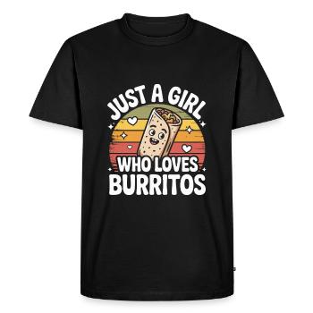 Juste une fille qui aime les burritos - T-shirt Premium bio Homme - noir - Devant - Nico (187cm)