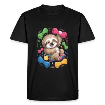Drôle de paresseux Bouldering - T-shirt Premium bio Homme - noir - Devant - Nico (187cm)
