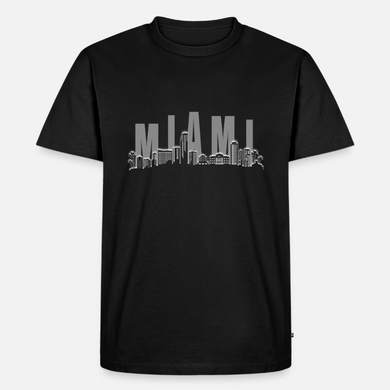 Miami Skyline - Männer Premium Bio T-Shirt - Schwarz