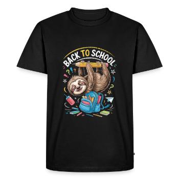 Back to school Sloth - Men's Premium Organic T-Shirt - black - Front - Nico (187cm)