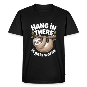 Accroche-toi là-bas drôle de paresseux - T-shirt Premium bio Homme - noir - Devant - Nico (187cm)