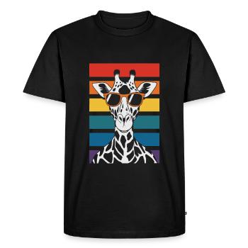 Girafe avec lunettes de soleil coucher de soleil - T-shirt Premium bio Homme - noir - Devant - Nico (187cm)