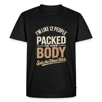 T-shirt drôle avec je suis comme 12 personnes - T-shirt Premium bio Homme - noir - Devant - Nico (187cm)
