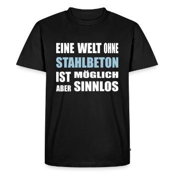 Béton, béton armé, pour ouvriers du bâtiment, ciment, construction - T-shirt Premium bio Homme - noir - Devant - Nico (187cm)