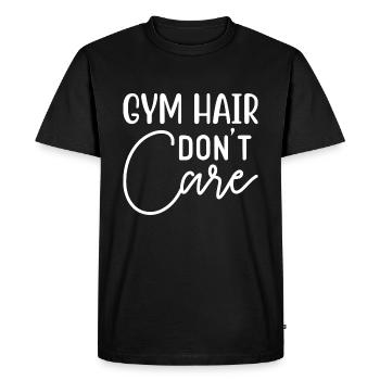 Gym Hair Don't Care - Gym Saying - Men's Premium Organic T-Shirt - black - Front - Nico (187cm)