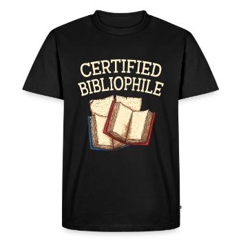 Bibliophile certifié Funny Book Lovers H - T-shirt Premium bio Homme - noir - Devant - Nico (187cm)