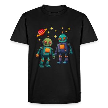 C’est ma chemise de robot deux mignons petits robots - T-shirt Premium bio Homme - noir - Devant - Nico (187cm)