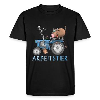 Lustiges Arbeitstier - Männer Premium Bio T-Shirt - Schwarz - Vorne - Nico (187cm)