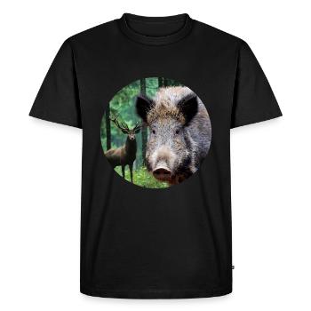 Hunting Hunter Wild Boar DEer Hunting - Men's Premium Organic T-Shirt - black - Front - Nico (187cm)