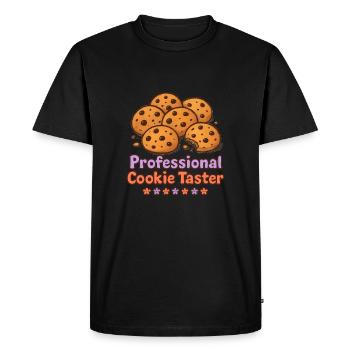 Dégustateur de cookies professionnel - T-shirt Premium bio Homme - noir - Devant - Nico (187cm)