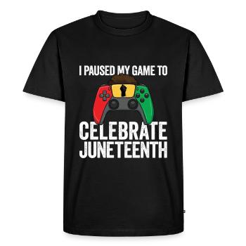J’ai mis mon jeu en pause pour finir le Juneteenth - T-shirt Premium bio Homme - noir - Devant - Nico (187cm)