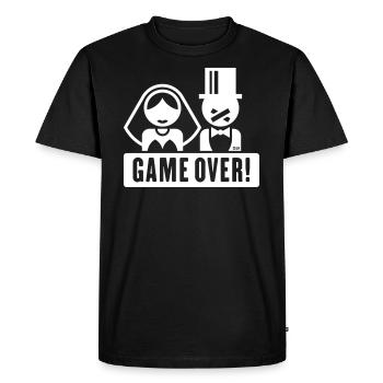 Game Over! (Fiancé / Marié / Mariage / Pansement) - T-shirt Premium bio Homme - noir - Devant - Nico (187cm)