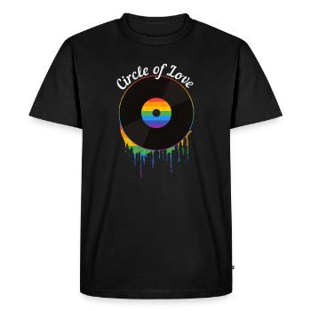 Vinyle LGBT Circle Of Love Retro Record Musique - T-shirt Premium bio Homme - noir - Devant - Nico (187cm)
