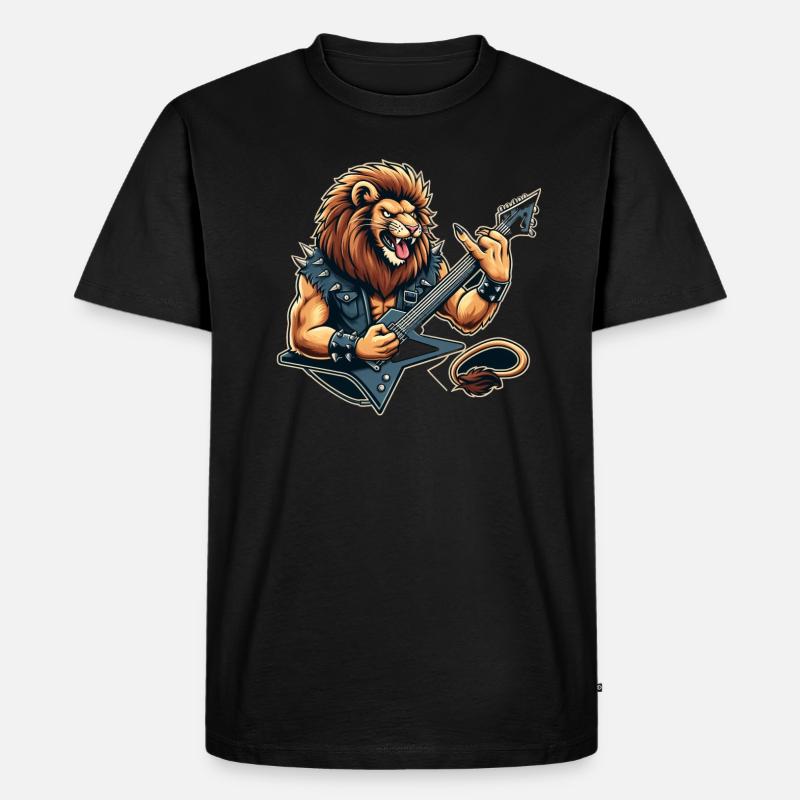 Rockender Löwe - Männer Premium Bio T-Shirt - Schwarz