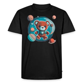 Space Explorer Teddy Bear - Men's Premium Organic T-Shirt - black - Front - Nico (187cm)