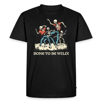 Halloween Skeleton T-Shirt, Humorous Graphic Tee - Men's Premium Organic T-Shirt - black - Front - Nico (187cm)